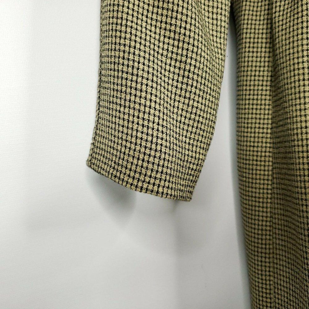 Vintage Eva Polini Full Length Belted Overcoat 10 Beige Black Check Made In USA - Picture 4 of 12